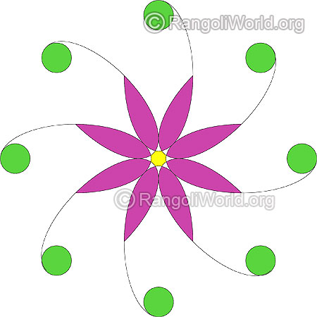 Simple purple flower rangoli jan10